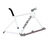 HZXQCVB Cadre De Vélo De Route 700C 44c/47/50/53/56cm Fibre De Carbone Cadre avec Freins À Disque Cadre avec Axe Traversant F12X100mm R12X142mm avec Fourche Câblage Interne(White,50cm)