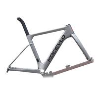 HZXQCVB Cadre De Vélo De Route 700C 44c/47/50/53/56cm Fibre De Carbone Cadre avec Freins À Disque Cadre avec Axe Traversant F12X100mm R12X142mm avec Fourche Câblage Interne(Gray,56cm)