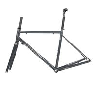 HZXQCVB Cadre De Vélo De Route 700C 44cm 47cm 50cm 53cm 56cm Cadre en Acier CR-Mo avec Fourche en Carbone Frein sur Jante/C Blocage Rapide 100/130mm(Gray,56cm)