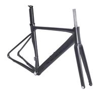 HZXQCVB Cadre De Vélo De Route 700C 45cm 48cm 51cm Alliage D'aluminium Frein À Disque Axe Traversant Cadre avec Fourche en Fibre De Carbone F12x100mm/R12x142mm BSA BB68(Black,480mm)