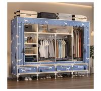 HZXQCVB Closet Wardrobe Portable Clothes Closet with Drawer Boxes Shelves Clothing Storage with Hanging Rack Storage Organizer for Cloakroom Bedroom Entrances(Blue,200x45x165CM)