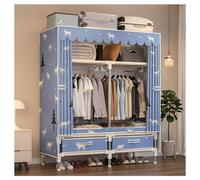 HZXQCVB Closet Wardrobe Portable Clothes Closet with Drawer Boxes Shelves Clothing Storage with Hanging Rack Storage Organizer for Cloakroom Bedroom Entrances(Blue,100x45x165CM)