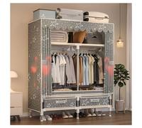 HZXQCVB Closet Wardrobe Portable Clothes Closet with Drawer Boxes Shelves Clothing Storage with Hanging Rack Storage Organizer for Cloakroom Bedroom Entrances(Striped,100x45x165CM)