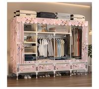 HZXQCVB Closet Wardrobe Portable Clothes Closet with Drawer Boxes Shelves Clothing Storage with Hanging Rack Storage Organizer for Cloakroom Bedroom Entrances(Pink,200x45x165CM)