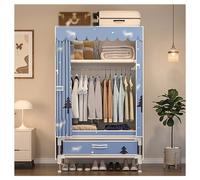 HZXQCVB Closet Wardrobe Portable Clothes Closet with Drawer Boxes Shelves Clothing Storage with Hanging Rack Storage Organizer for Cloakroom Bedroom Entrances(Blue,60x45x165CM)