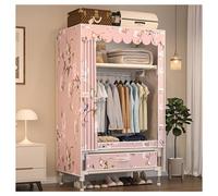 HZXQCVB Closet Wardrobe Portable Clothes Closet with Drawer Boxes Shelves Clothing Storage with Hanging Rack Storage Organizer for Cloakroom Bedroom Entrances(Pink,60x45x165CM)