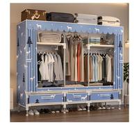 HZXQCVB Closet Wardrobe Portable Clothes Closet with Drawer Boxes Shelves Clothing Storage with Hanging Rack Storage Organizer for Cloakroom Bedroom Entrances(Blue,165x45x165CM)