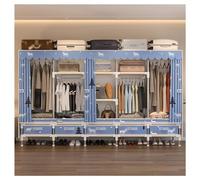 HZXQCVB Closet Wardrobe Portable Clothes Closet with Drawer Boxes Shelves Clothing Storage with Hanging Rack Storage Organizer for Cloakroom Bedroom Entrances(Blue,250x45x165CM)