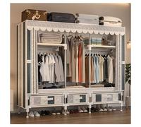 HZXQCVB Closet Wardrobe Portable Clothes Closet with Drawer Boxes Shelves Clothing Storage with Hanging Rack Storage Organizer for Cloakroom Bedroom Entrances(Striped,165x45x165CM)