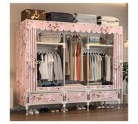 HZXQCVB Closet Wardrobe Portable Clothes Closet with Drawer Boxes Shelves Clothing Storage with Hanging Rack Storage Organizer for Cloakroom Bedroom Entrances(Pink,165x45x165CM)