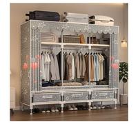 HZXQCVB Closet Wardrobe Portable Clothes Closet with Drawer Boxes Shelves Clothing Storage with Hanging Rack Storage Organizer for Cloakroom Bedroom Entrances(Gray,150x45x165CM)
