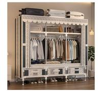 HZXQCVB Closet Wardrobe Portable Clothes Closet with Drawer Boxes Shelves Clothing Storage with Hanging Rack Storage Organizer for Cloakroom Bedroom Entrances(Striped,150x45x165CM)