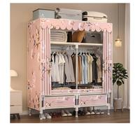 HZXQCVB Closet Wardrobe Portable Clothes Closet with Drawer Boxes Shelves Clothing Storage with Hanging Rack Storage Organizer for Cloakroom Bedroom Entrances(Pink,100x45x165CM)