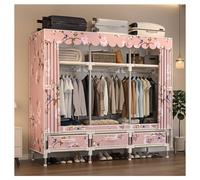 HZXQCVB Closet Wardrobe Portable Clothes Closet with Drawer Boxes Shelves Clothing Storage with Hanging Rack Storage Organizer for Cloakroom Bedroom Entrances(Pink,150x45x165CM)