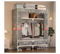 HZXQCVB Closet Wardrobe Portable Clothes Closet with Drawer Boxes Shelves Clothing Storage with Hanging Rack Storage Organizer for Cloakroom Bedroom Entrances(Gray,100x45x165CM)