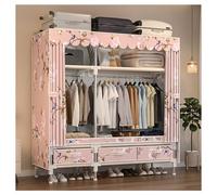 HZXQCVB Closet Wardrobe Portable Clothes Closet with Drawer Boxes Shelves Clothing Storage with Hanging Rack Storage Organizer for Cloakroom Bedroom Entrances(Pink,130x45x165CM)