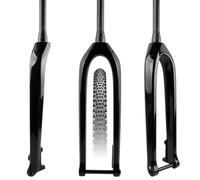 HZXQCVB Fourche Rigide en Fibre De Carbone 27,5/29IN Fourche De Vélo De Montagne 15x110mm Axe Traversant Boost Frein À Disque Tube De Direction 1-1/2'' Fourches Avant 694g(27.5in-Gloss Black)