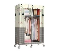 HZXQCVB Portable Closet Organizers with Wheels Wardrobe with Shelves and Hanging Rod Non-Woven Fabric Cover Clothing Rack Rolling Closet Rack for Cloakroom Bedroom(Beige,85X45X170CM)