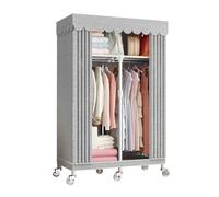 HZXQCVB Portable Closet Organizers with Wheels Wardrobe with Shelves and Hanging Rod Non-Woven Fabric Cover Clothing Rack Rolling Closet Rack for Cloakroom Bedroom(Gray,85X45X170CM)