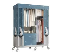 HZXQCVB Portable Closet Organizers with Wheels Wardrobe with Shelves and Hanging Rod Non-Woven Fabric Cover Clothing Rack Rolling Closet Rack for Cloakroom Bedroom(Blue,102X45X170CM)