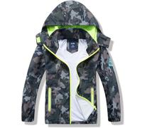 HZXVic Imperméable avec capuche avec motif de dinosaure, pour garçon ou fille de 2 à 7 ans, camouflage noir, 7-8 Years