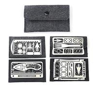 HZXY Multifunctional Survival Card, 4Pcs Stainless Steel Multifunction Fishing Camping Survival Card, A 17-Tool Survival Kit with Knife That Fits in Your Wallet