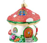 Hzyc Décoration de sapin de Noël en forme de champignon rouge, en verre soufflé à la main, décoration de Noël pour fête de vacances, cadeau à la maison