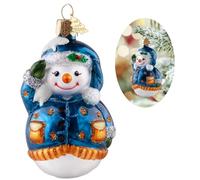 Hzyc Décoration pour Sapin de Noël Décorations de Noël Ornaments Bonhomme de Neige en Verre soufflé Motif Bonhomme de Neige Ornements Pendentif de pour Vacances Fête Quotidien Cadeau(9CM)