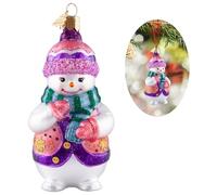Hzyc Décoration pour Sapin de Noël Ornaments Bonhomme de Neige en Verre Soufflé à la Main Thème du Bonhomme de Neige Ornaments Bonhomme de Neige pour Arbre de Noël Vacances Fête Cadeau(11CM)