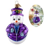 Hzyc Décorations de Noël Ornaments Bonhomme de Neige en Verre Soufflé à la Main Thème du Bonhomme de Neige Ornaments Bonhomme de Neige pour Arbre de Noël Vacances Fête Cadeau(10CM)