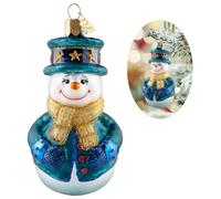 Hzyc Décorations de Noël Ornaments pour Sapin de Noël Ornaments Bonhomme de Neige en Verre soufflé Motif Bonhomme de Neige Ornaments Bonhomme de pour Arbre de Vacances Fête Cadeau(10CM)