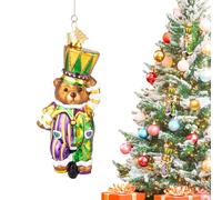 Hzyc Ours marron - Décoration de Noël en verre soufflé à la main - Ours marron - Décoration de Noël pour les amoureux des animaux - Cadeau de vacances - Cadeau d'intérieur - Vert