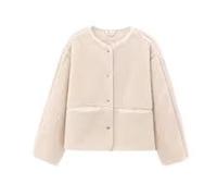 HZYFZPH Dames Automne Col Rond Décontracté Polaire Court Tweed Manteau Pour Femmes-Beige-Beige-M