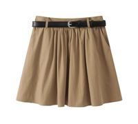 HZYFZPH Women's French Style Skirt Summer Korean High Waist Lace Trim A-Line-Khaki-Medium