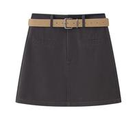 HZYFZPH Women's Utility Skirt Korean Casual High Waist A-Line Mini-Grey-X-Small