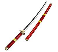 HZYYZH Samurai Ninja Wooden Sword Arme, Anime Noir Samurai Roronoa Zoro Cosplay Katana Couteau Jouets pour Adolescents,Rouge