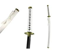 HZYYZH Samurai Ninja Wooden Sword Arme, Anime Noir Samurai Roronoa Zoro Cosplay Katana Couteau Sword Jouets pour Adolescents,Blanc