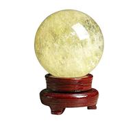HZZGMANCAJ Citrine Crystal Sphere Ball Decorative Gemstone Balls with Stand Home Office Living Room Desk Asthetic Decor Gift Men Women,160mm