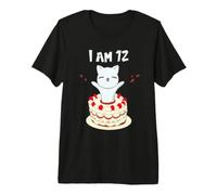 I am 12 ! Chat Mignon avec gâteau d'anniversaire T-Shirt Haut de Gamme