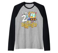 I am 2 and Diggin It Excavator 2ème Anniversaire pour Tout-Petit garçon Manche Raglan