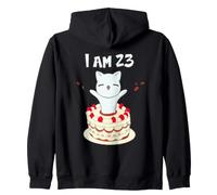 I am 23! Adorable Chaton avec gâteau d'anniversaire Sweat à Capuche