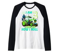 I Am 3 This is How I Roll Two Years Old Tractor 3e Anniversaire Manche Raglan
