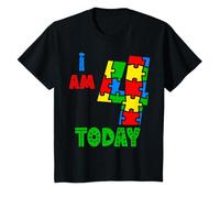 I Am 4 Today Puzzle Arc-en-Ciel pour Enfants garçons Filles T-Shirt