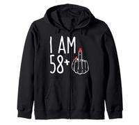 I Am 58 Plus 1 Middle Finger Funny 59th T-Shirt d'anniversaire pour Femme Sweat à Capuche