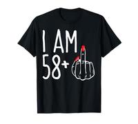 I Am 58 Plus 1 Middle Finger Funny 59th T-Shirt d'anniversaire pour Femme T-Shirt