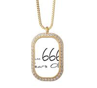I am 666 years old Age Elderly Collier pendentif diamant cristal doré