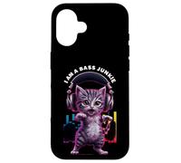 i am a Bass Junkie Cat with a Headset Coque pour iPhone 16