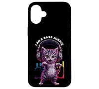 i am a Bass Junkie Cat with a Headset Coque pour iPhone 16 Plus
