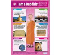 I am a Buddhist | Affiches d'éducation religieuse | Papier brillant mesurant 850 mm x 594 mm (A1) | Tableaux d'études religieuses pour la salle de classe | Tableaux éducatifs par Daydream Education
