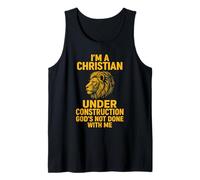 I Am A Christian Under Construction God's Not Done Lion Débardeur